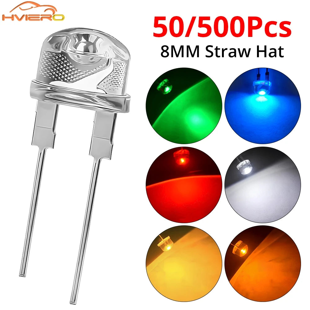Diodes led 8mm bleu vert rouge blanc jaune ultra lumineuses lots grandes quantités