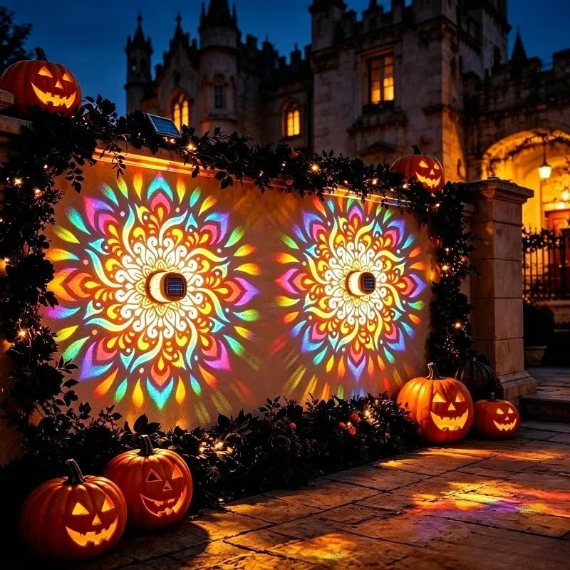 projecteur solaire multicolore mandala moderne adhésif extérieur jardin clôture patio nocturne