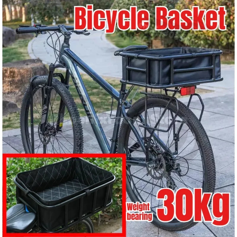 panier vélo noir robuste étanche filet transparent intérieur rembourré acier fixations porte bagage