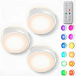 lampe led sans fil télécommande 16 couleurs changeantes adhésive moderne veilleuse pile blanc rond