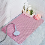 tapis douche antidérapant tapis bain moderne gris rose texturé losange ouvertures minimaliste