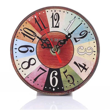 horloge murale vintage multicolore motifs floraux chiffres couleur salon européenne antique