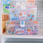 boîte rangement transparente moderne imprimée illustrations mignonnes poignée détachable réutilisable bijoux papier autocollant ruban