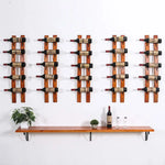 présentoir vin mural bois marron étagère murale bouteilles verres plantes rustique