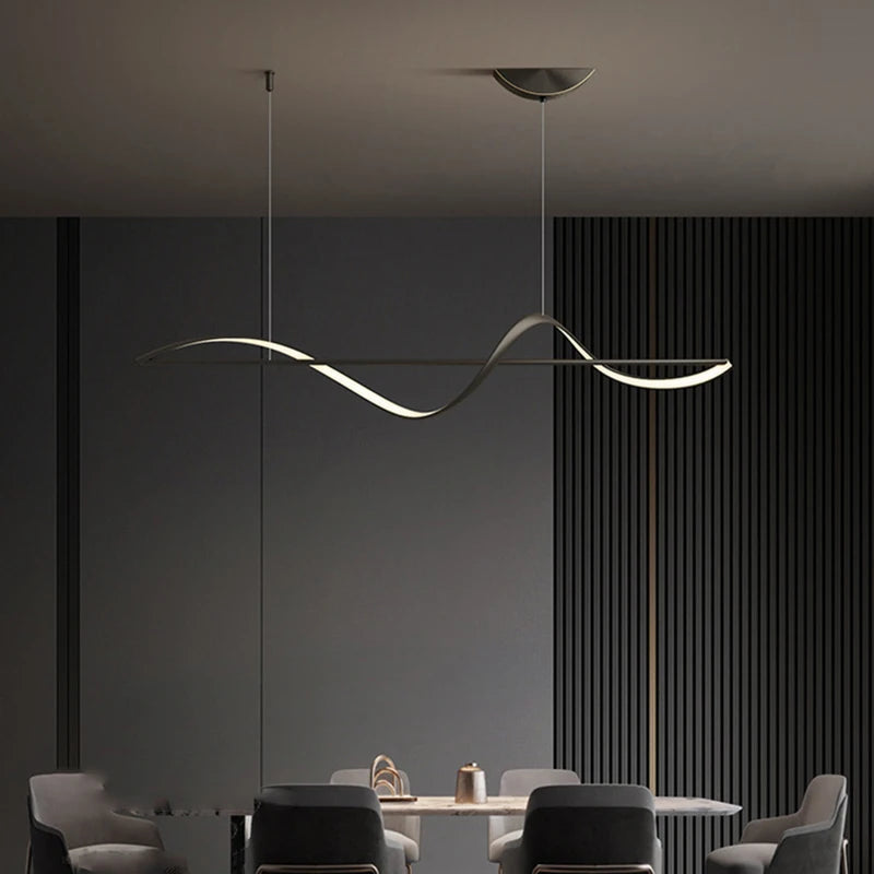 suspension lumineuse or ondulé contemporain câbles suspendus 120cm 140cm 160cm led dimmable