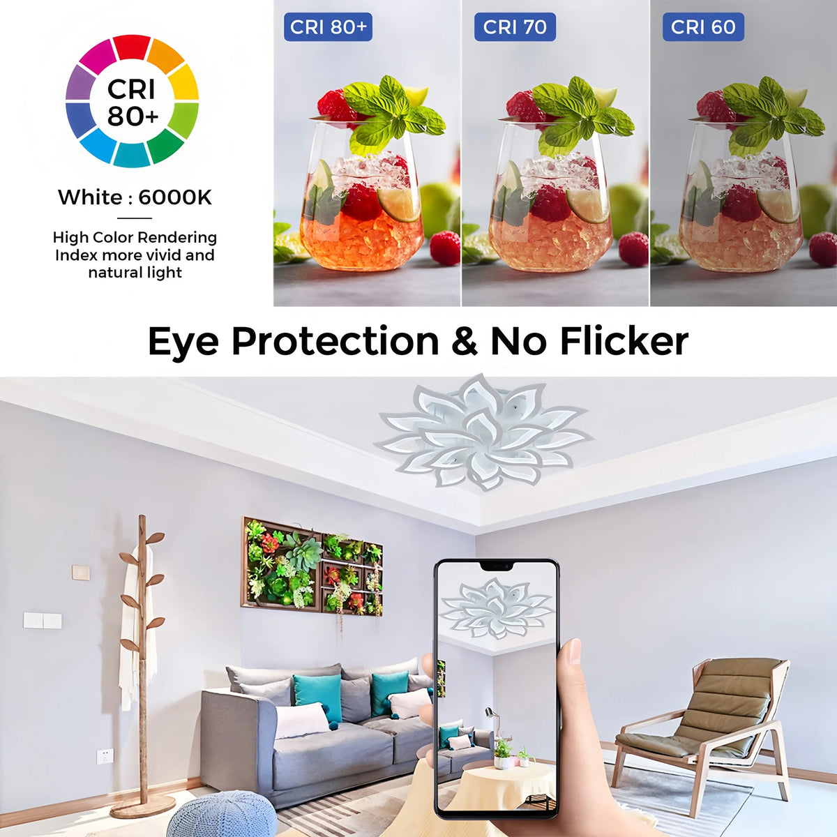 plafonnier led moderne fleur lotus blanc télécommande différentes couleursflux lumineux réglable garantie an