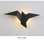 appliques murales oiseau blanc or noir origami contemporain minimaliste led chambre cuisine salle manger