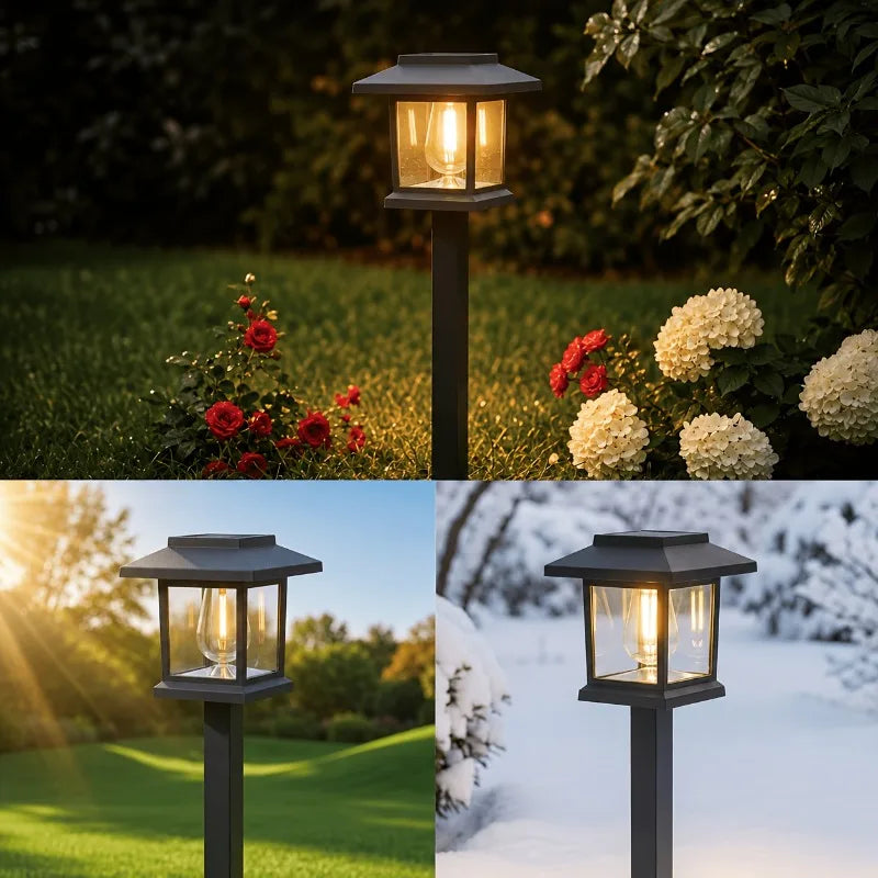 lampes solaires led modernes noires transparentes allées chemins jardins étanches 12 pack