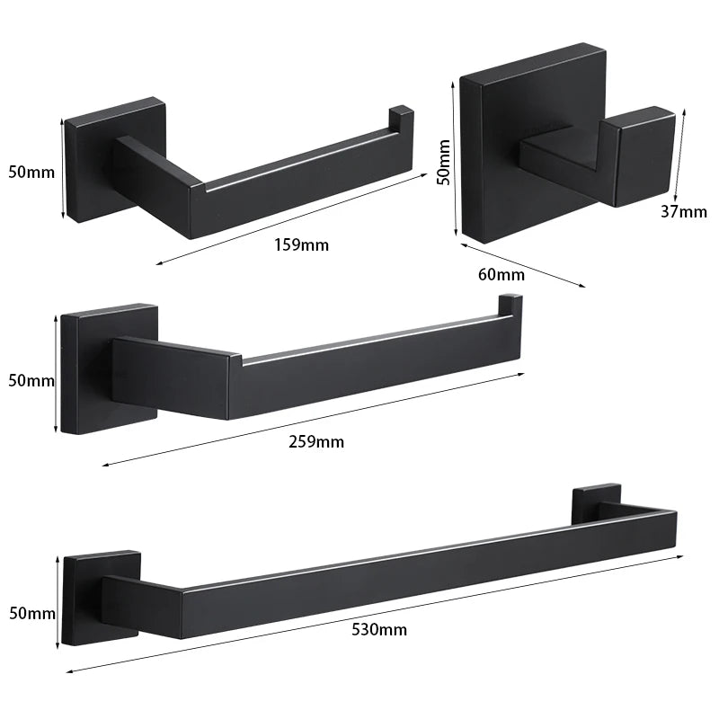 accessoires salle bain ensemble porte serviettes moderne finition dorée métal alliage aluminium fixations murales