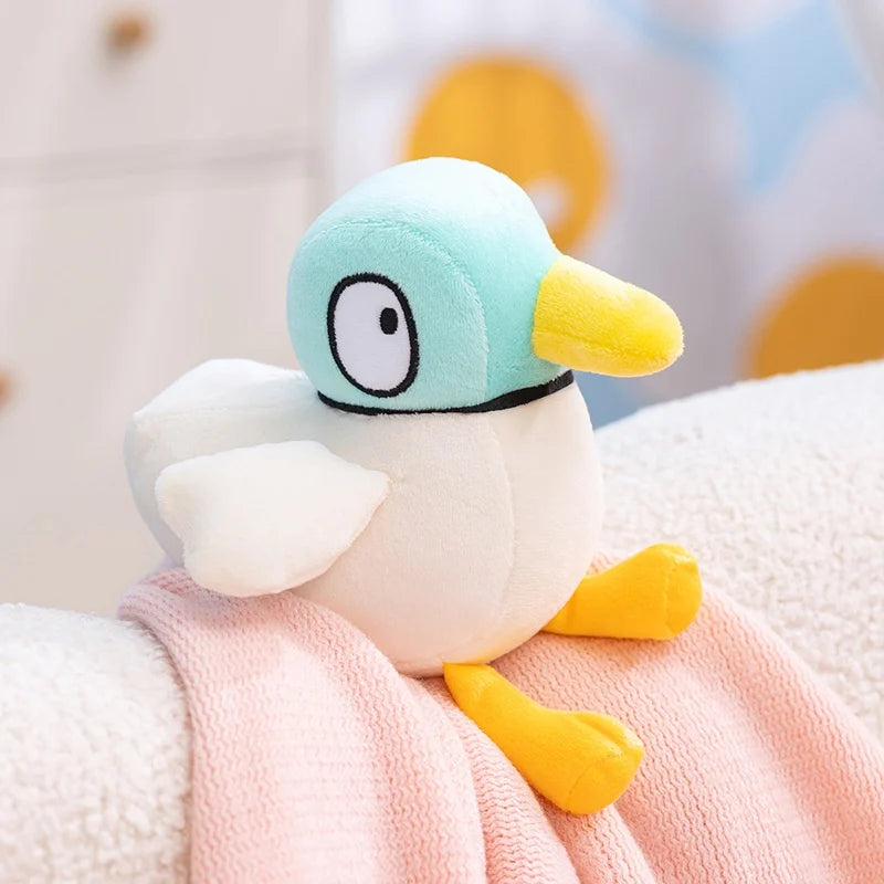 peluche canard mignon cartoon blanc turquoise jaune coton pp décoration chambre cadeau anniversaire noel