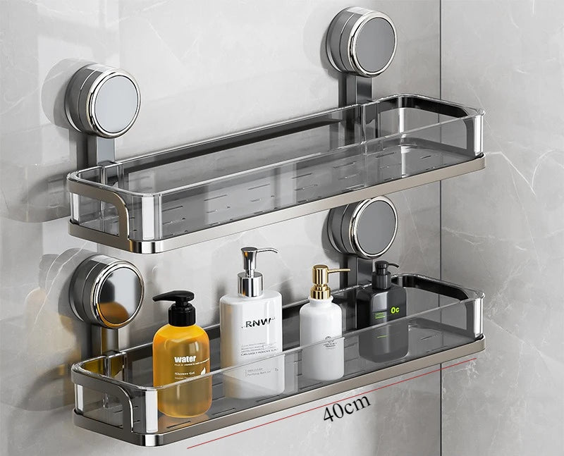 étagère salle bain moderne noir brillante adhésive minimaliste rangement pot crème pompe savon lotion