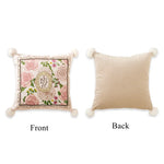 Coussins décoratifs carrés motif floral roses vintage beige lit canapé chambreextérieur
