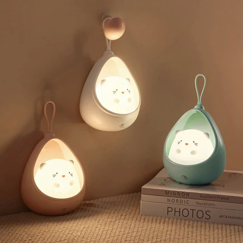 lampe chevet veilleuse animaux rose blanc bleu moderne détecteur présence led abe abs