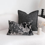 housse coussin carré motif floral contemporain polyester coton noir gris décoration maison voiture 45x45cm