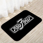 tapis moderne orange noir blanc rouge logo moto motifs floraux antidérapant polyester