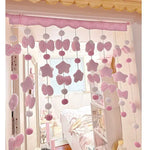 rideau decoratif doux papillons etoiles rose velours semi transparent enfantin chambre fille