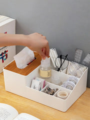 Boîte à mouchoirs de bureau en bois avec couvercle - Organisateur multifonction vert ou noir