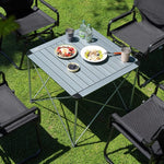 table pliante extérieure moderne gris métallisé pieds pliants sac rangement patio jardin