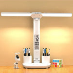 lampe led usb tactile pliable affichage numerique temperature horloge deux porte stylos moderne blanc