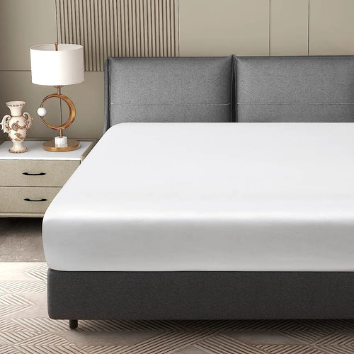 drap housse noir satiné brillant taies d'oreiller lit double moderne luxe