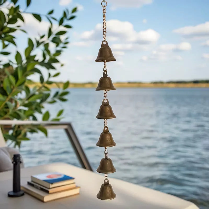 guirlande cloches métal bronze vert zen bohème chaîne décorative suspendue intérieur extérieur