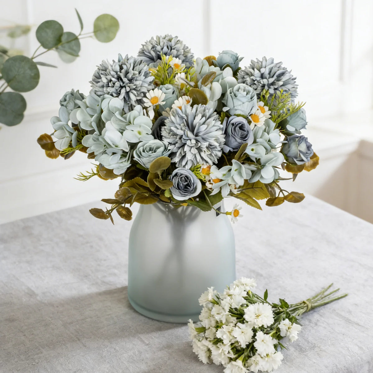 bouquet fleurs artificielles velours rose blanc beige vert modernes élégantes décoration intérieure mariage anniversaire
