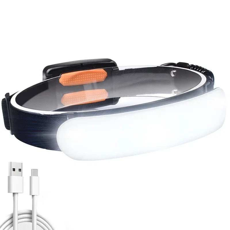 lampe frontale rechargeable led noir blanc angle réglable étanche mode gradation camping pêche chasse