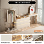 coiffeuse bois moderne beige miroir tiroirs tabouret étagère rangement chambre coucher