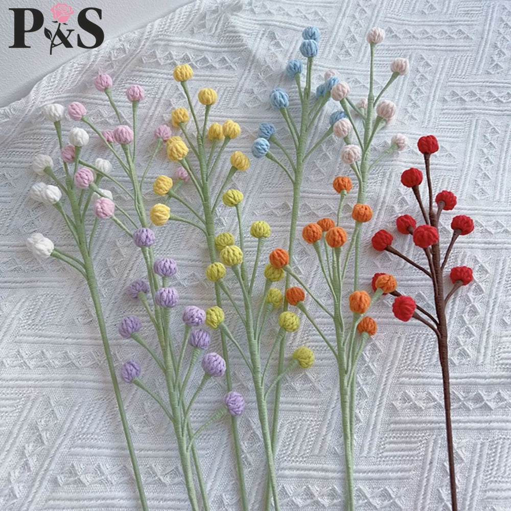 bouquet fleurs artificielles crochet coton violet jaune rose blanc décoration maison cadeau anniversaire moderne