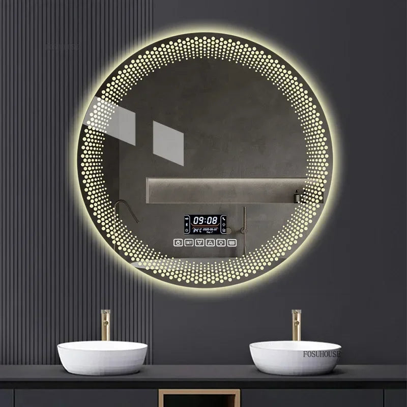 Miroir LED rond moderne avec fonction désembuage pour salle de bain