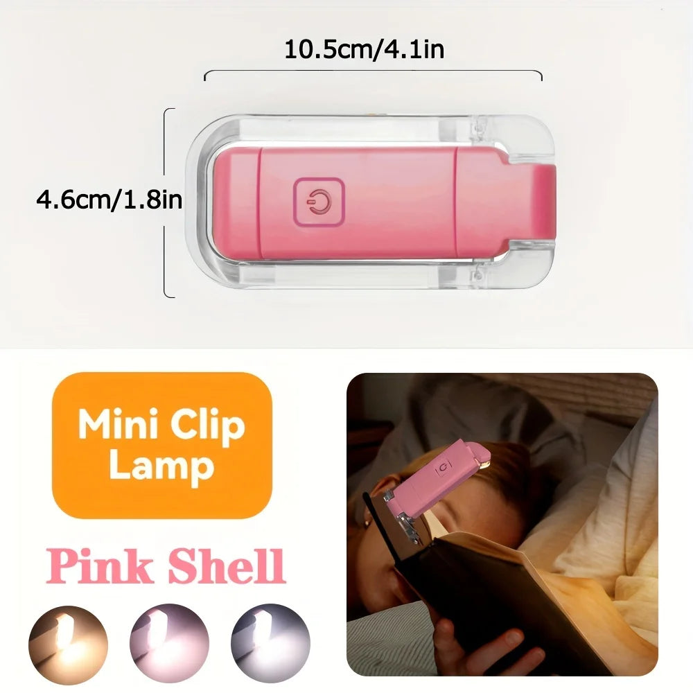 lampe lecture rechargeable usb blanc rose transparente clip portable moderne