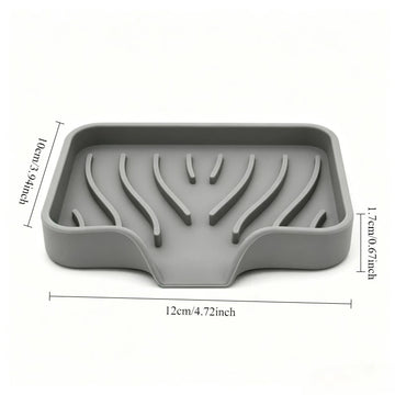 support savon silicone gris bleu rayures modernes facile nettoyer salle bain cuisine