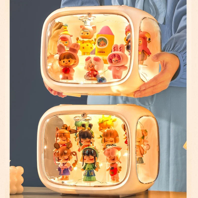 boîtes présentation transparentes modernes figurines blanc empilables rangement organisation jouets