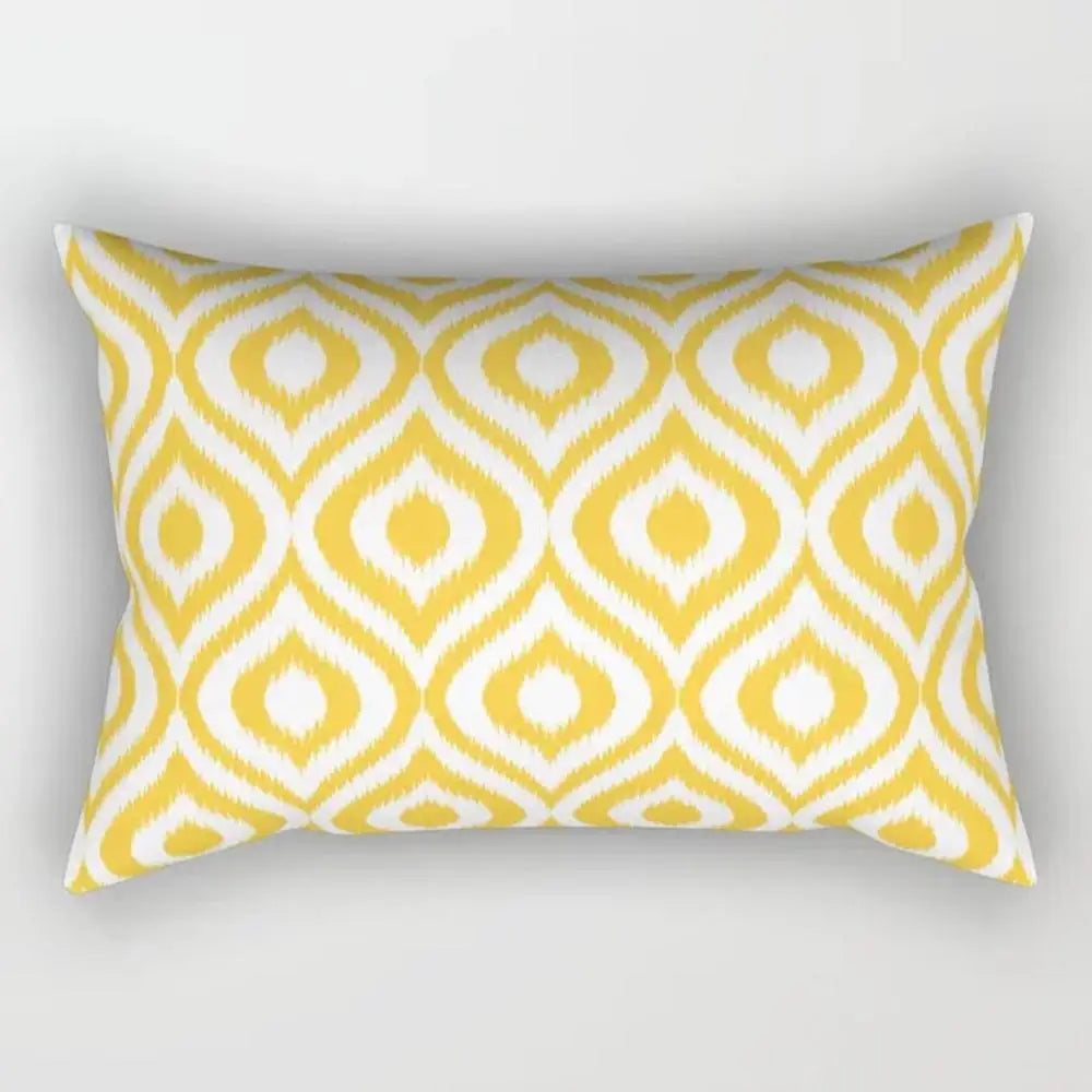 taies d'oreiller géométriques jaunes blanches modernes polyester 30x50cm minimaliste coussins rectangulaires motifs triangles losanges