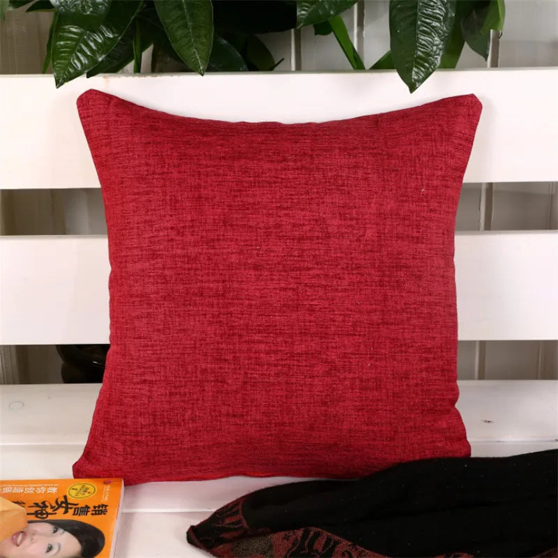 housse coussin carré texture tissée rustique couleur beige orange vert olive