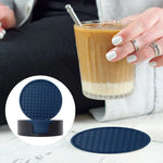 coasters acrylique noirs bleu marine modernes texture points 10cm 5cm pack pièces rangement
