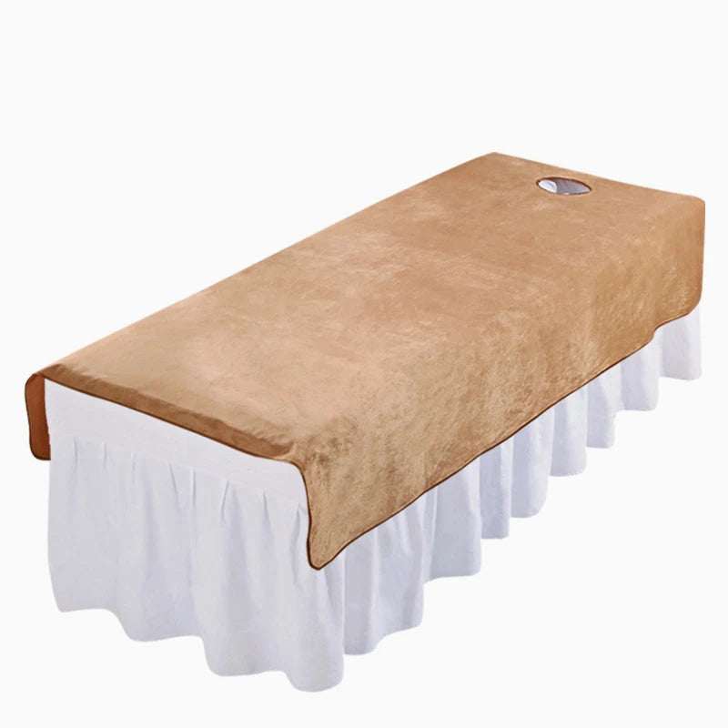 couverture massage spa velours doux table esthétique violet marron beige fixation