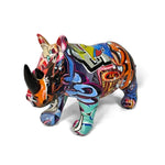 statuette rhinocéros abstraite graffiti animal résine décorative maison
