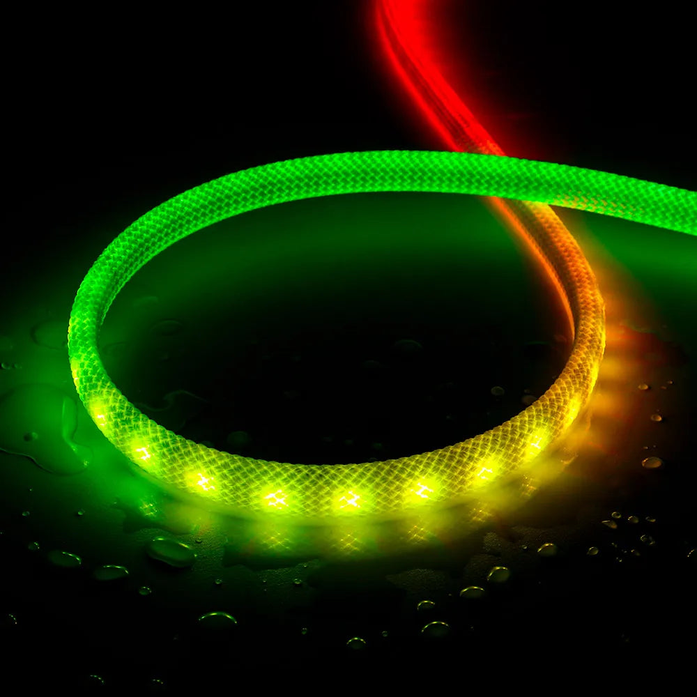 tube néon flexible led rgbic 60 diodes vert blanc bleu rose jaune tissé moderne