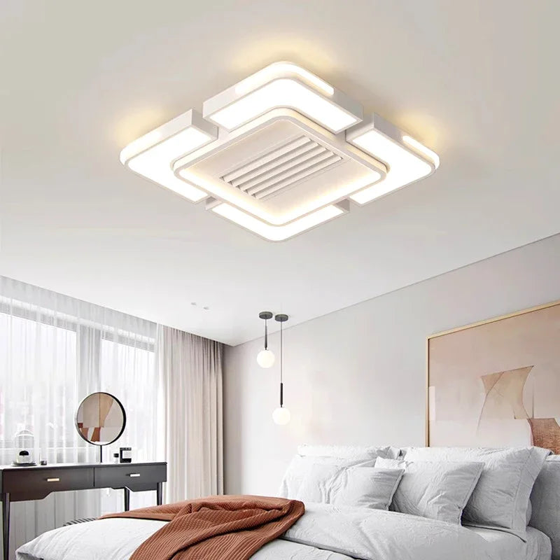 plafonnier led moderne blanc rectangulaire grille ventilation salon chambre minimaliste