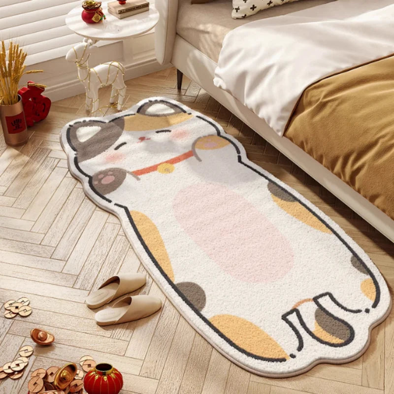 tapis gris moderne dessin animé chats doux non glissant chambre salon polyester