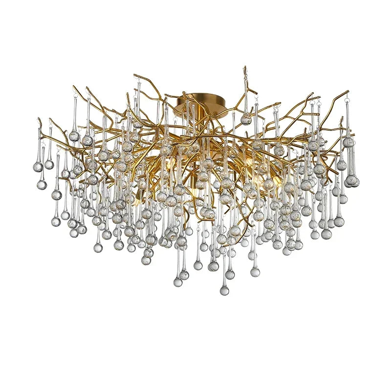 lustre moderne élégant doré branches stylisées pendantes lumière chaude lumière blanche 100cm 60cm 80cm