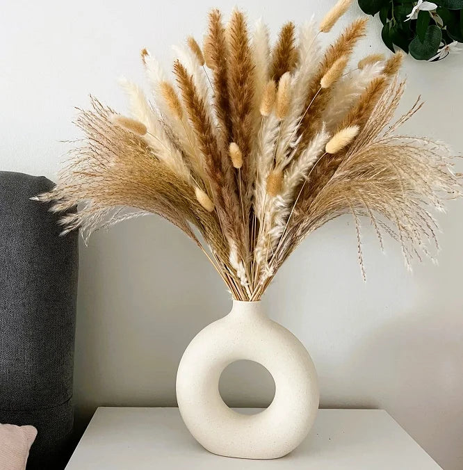 bouquet pampas séchés naturels beige marron blanc décoration boho intérieur événements festifs