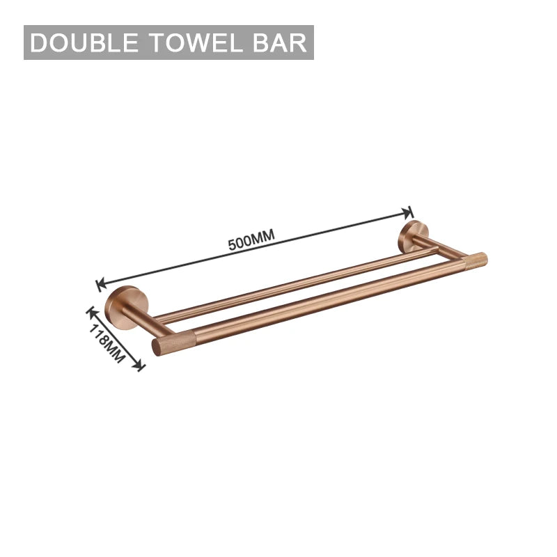 ensemble accessoires salle bain moderne métal or rose porte serviettes barre crochet mural