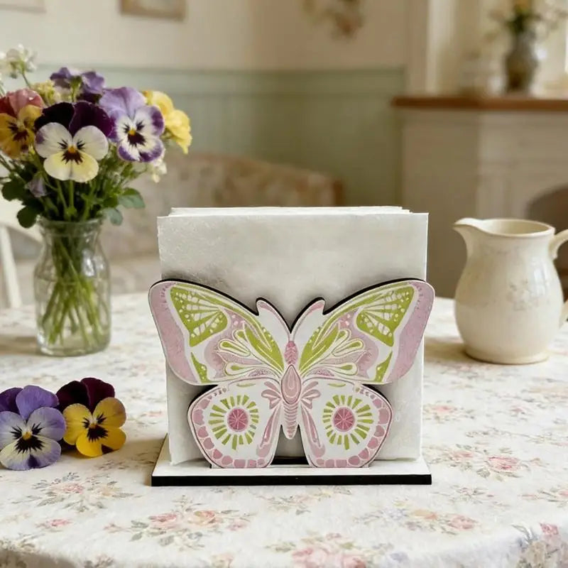 porte mouchoirs bois arc ciel papillon rose vert beige marron déco bohème multiple usage