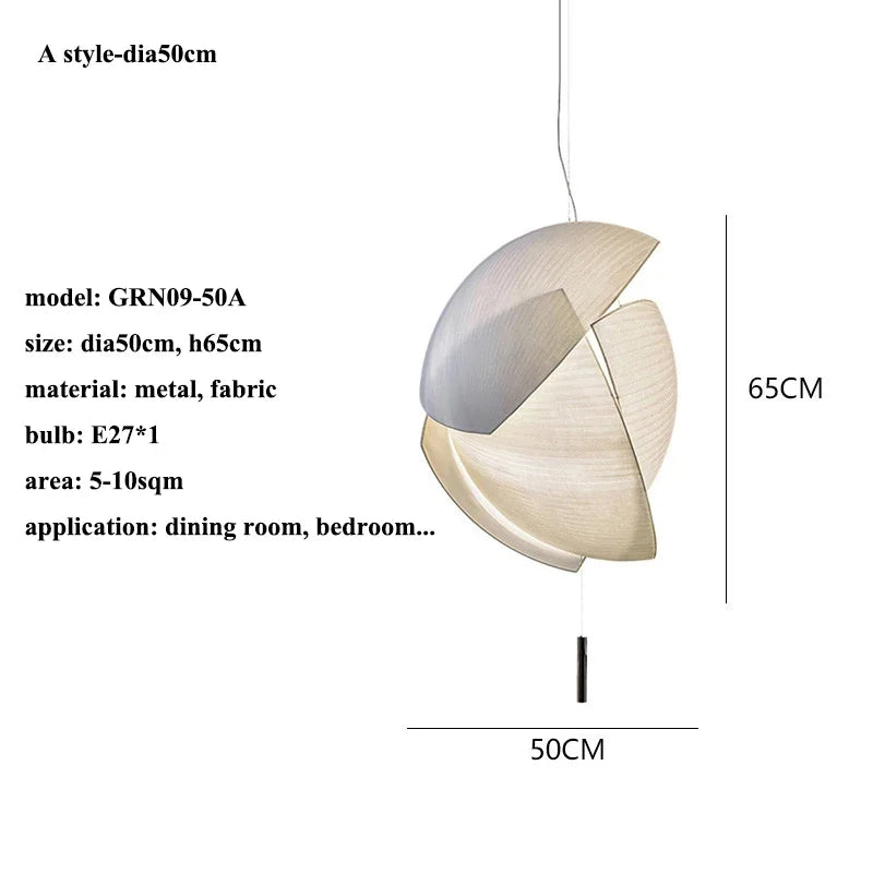 lampe suspendue moderne blanche rayures fines tissu opaque salon chambreôtel pendentif cordon assemblage