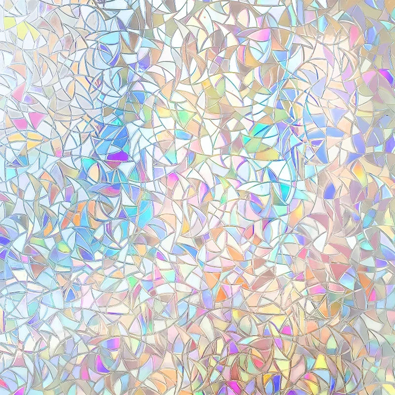 film décoratif fenêtre multicolore mosaïque triangles adhésif anti uv résistant chaleur isolation thermique moderne