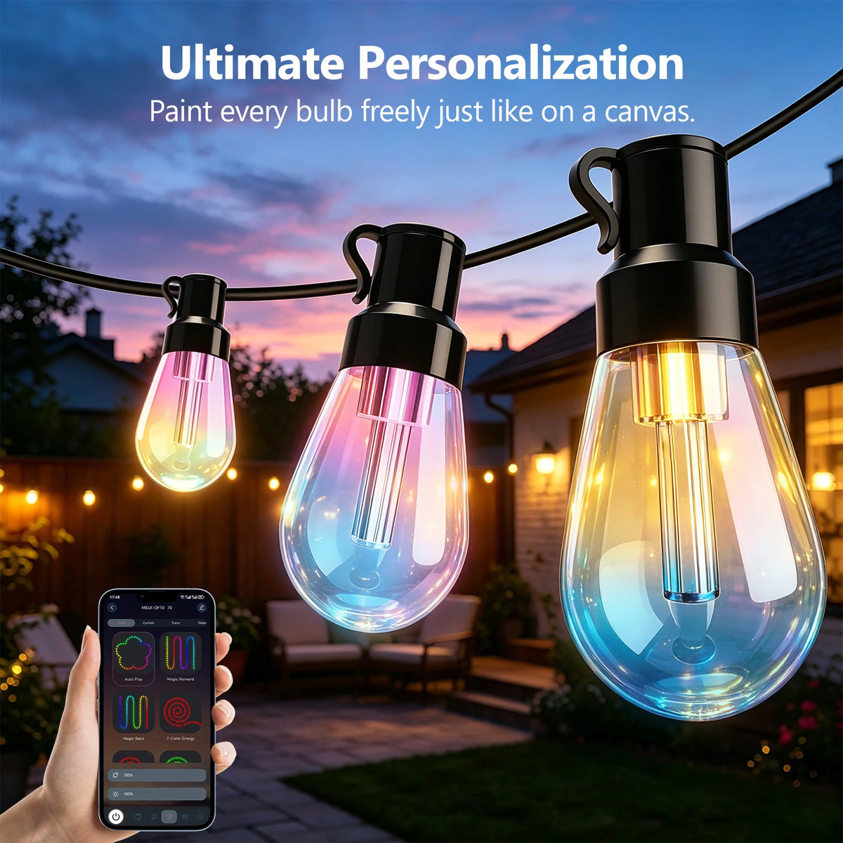 guirlande lumineuse led couleur changeante bluetooth synchronisation musicale étanche extérieure jardin fêtes