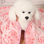 couverture animaux douce imprimé pattes gris rose confortable lavage main chiens différentes tailles