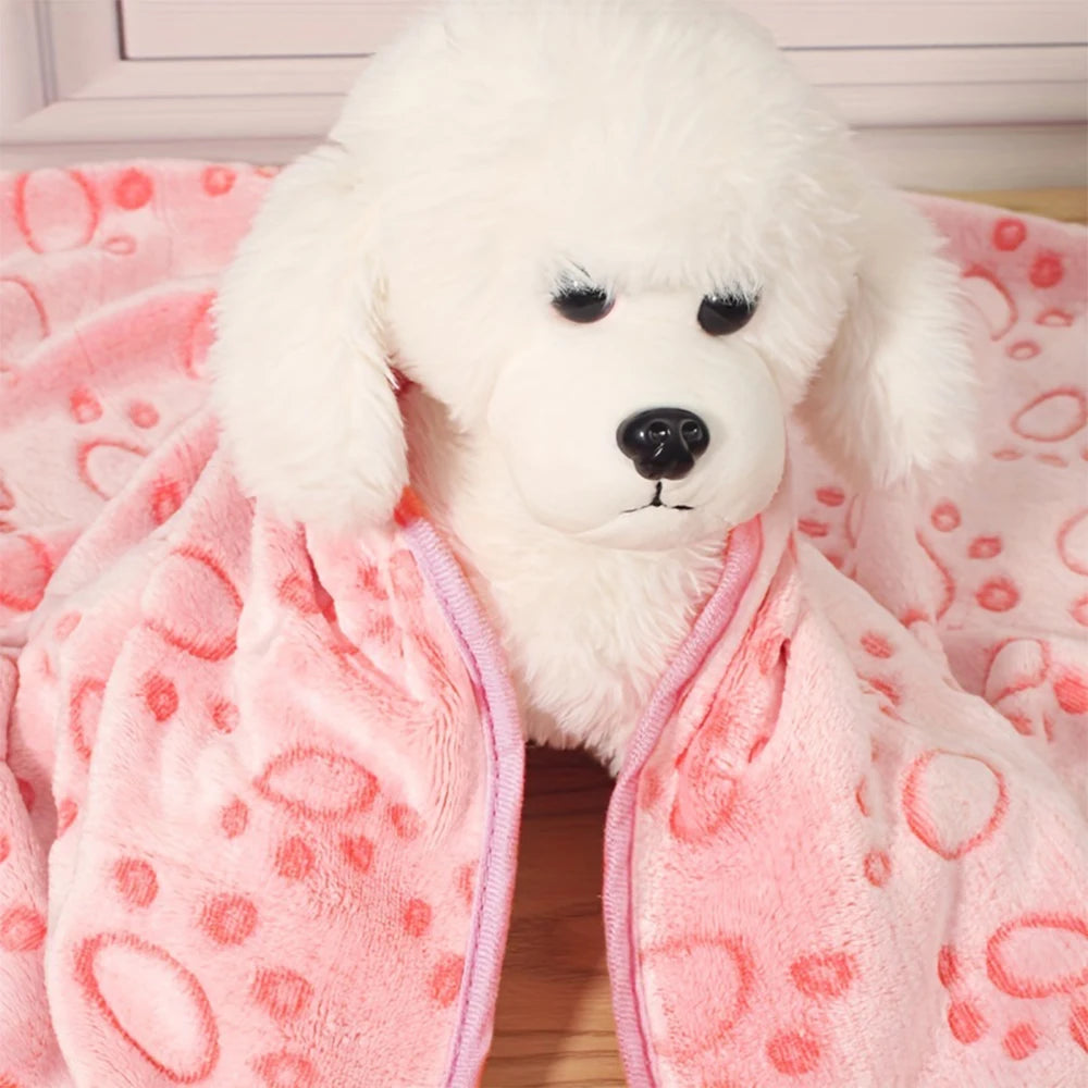 couverture animaux douce imprimé pattes gris rose confortable lavage main chiens différentes tailles